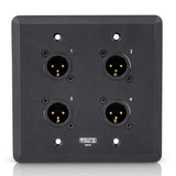 SoundTools WallCAT 2 Gang Wall Panel with 4 Male XLR to RJ45, Black