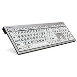 Logickeyboard Large Print Black on White Slim Line PC Keyboard Accurate Typing Large Printed Keyboard