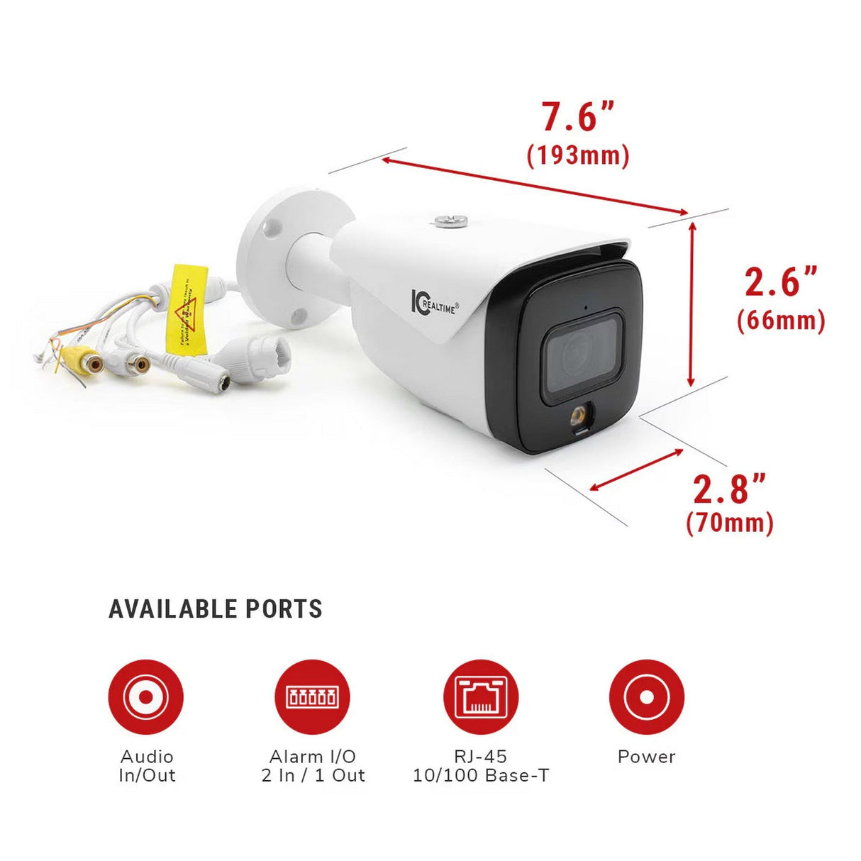 IC Realtime IPMX-B40F-W1-LED 4MP IP Indoor/Outdoor Mid-Size Bullet Camera