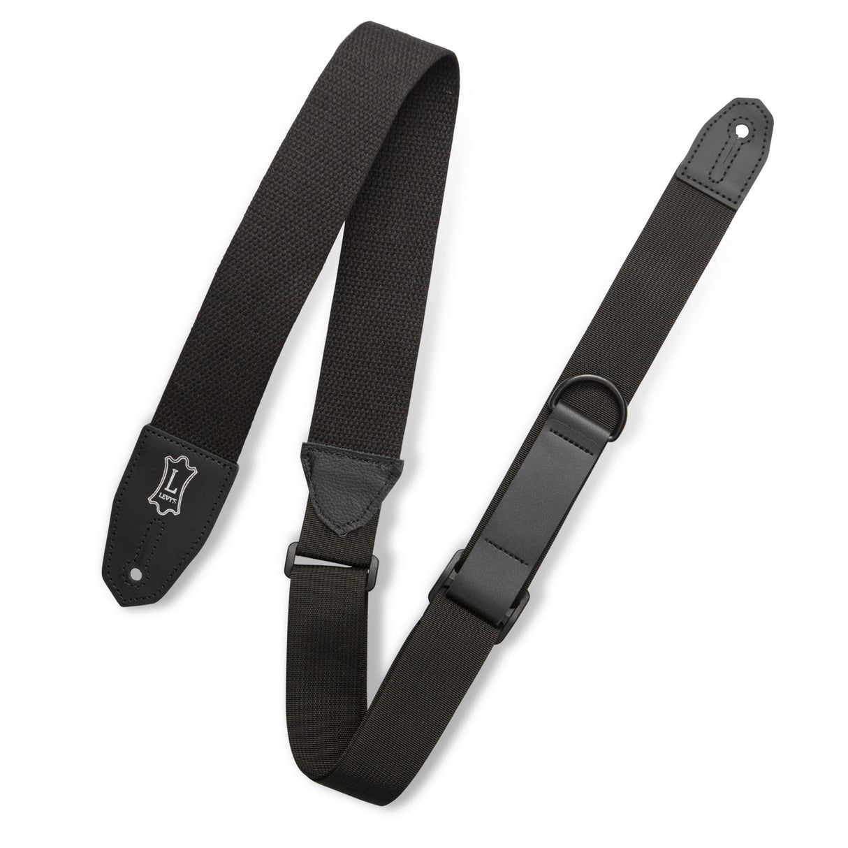 Levy's Right Height Cotton Guitar Strap, Black