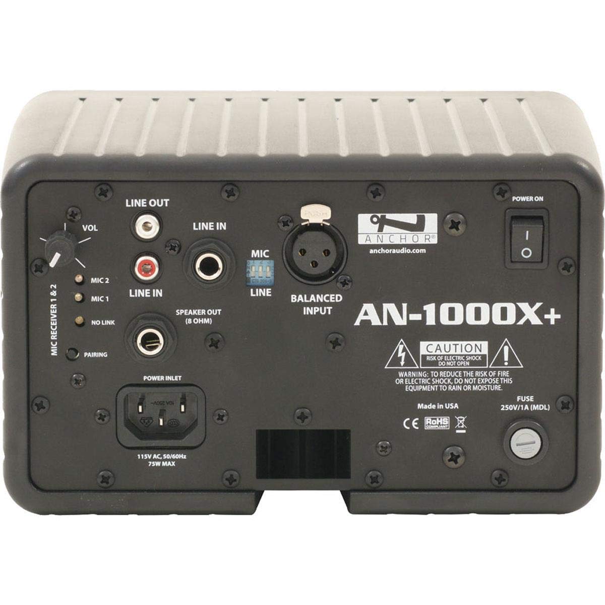 Anchor Audio AN-1000XU2+ powered speaker monitor rear panel