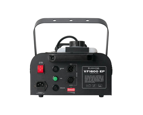 ADJ VF1600 1500W mobile DMX fog machine with 20,000 CFM output 2.3L tank wired timer remote and 3-pin DMX I/O
