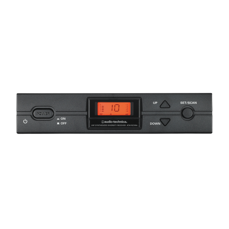 Audio-Technica ATW-R2100C true diversity UHF wireless receiver with auto frequency scan, Tone Lock squelch, antennas, and rack-mount adapters
