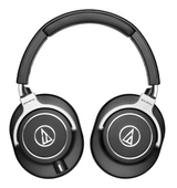 Audio-Technica ATH-M70x professional closed-back monitor headphones with 45mm drivers, 5Hz-40kHz response, swiveling earcups, detachable cables, carrying case, and 6.3mm adapter