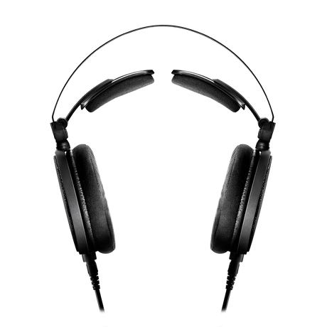 ATH-R70x 3D wing support system close-up demonstrating flexible self-adjusting arms and head contact pads for comfortable extended wear