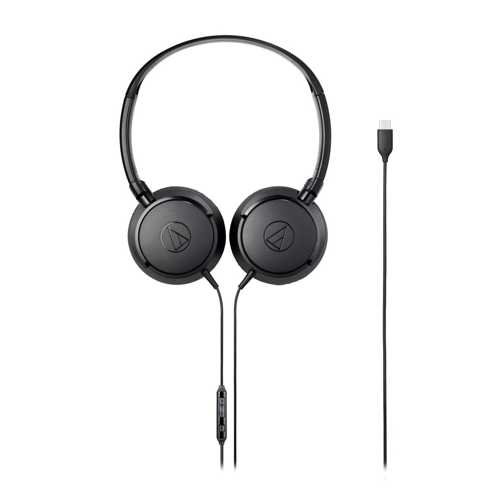 Audio-Technica ATH-S120C-BK USB-C Wired On-Ear Headphones, Black
