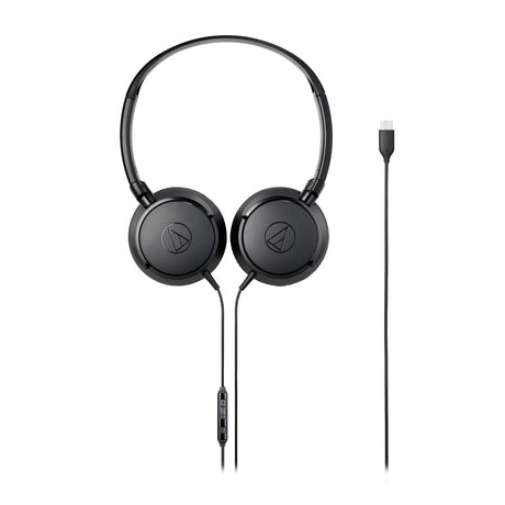 Audio-Technica ATH-S120C-BK USB-C Wired On-Ear Headphones, Black