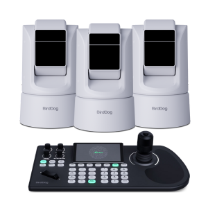 BirdDog 3x O4 PTZ Cameras and KBD Controller Combo (White)