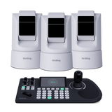 BirdDog 3x O4 PTZ Cameras and KBD Controller Combo (White)