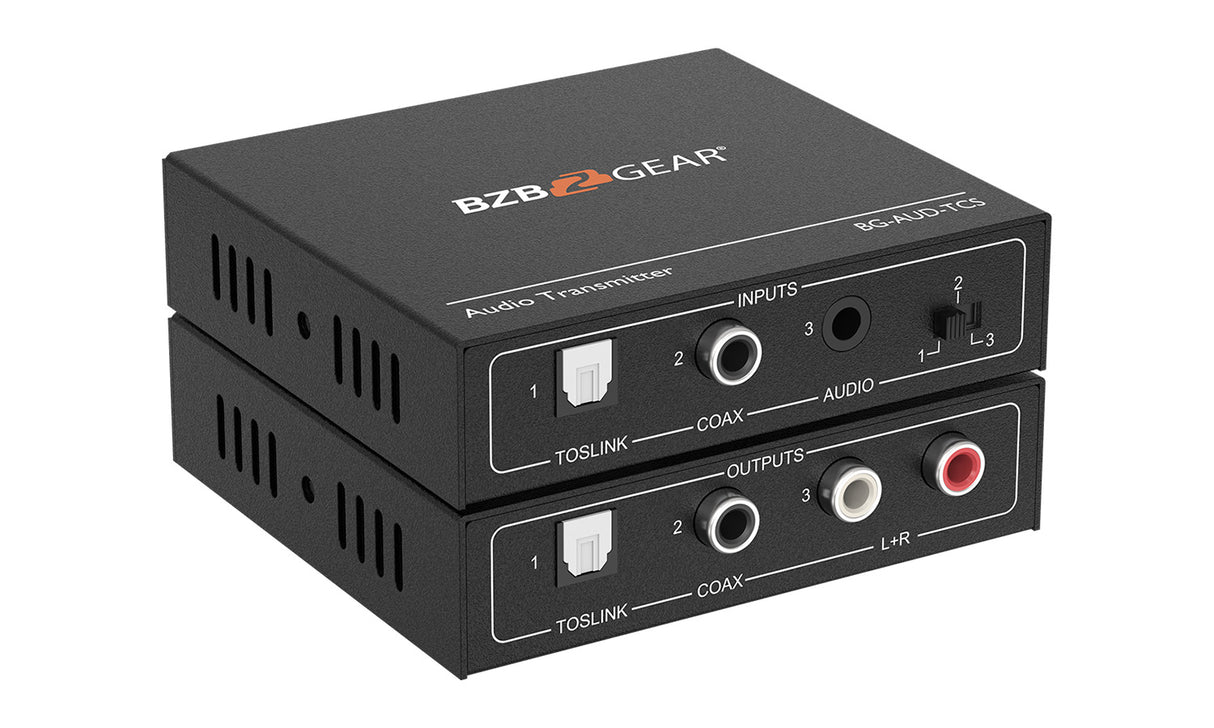 BZBGEAR BG-AUD-TCS Stereo/TOSLINK/COAX Audio Extender, Transmitter/Receiver