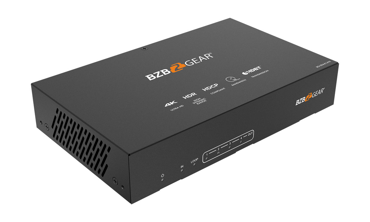 BZBGEAR BG-UDA-E14 1x4 4K UHD 18Gbps HDMI HDBaset Splitter/Distribution Amplifier