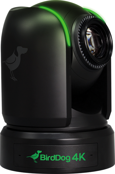 BirdDog P4K PTZ camera front view with 12X optical zoom and Full NDI