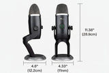 Blue Microphones Yeti X Plus Pack professional USB condenser microphone bundle for streaming, podcasting, and gaming. Features four-capsule array with cardioid, omnidirectional, bidirectional, and stereo patterns, high-res LED metering, multi-function smart knob for gain/volume/mute, Blue VO!CE software effects, and desktop stand