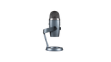 Blue Yeti Nano Shadow Gray USB condenser microphone with cardioid and omnidirectional pickup patterns, 24-bit/48kHz audio, headphone output, mute control, and PC/Mac compatibility