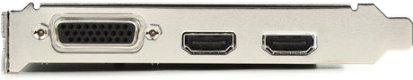 Side view of Blackmagic Design Intensity Pro 4K PCIe card bracket, featuring DVI-I output port, dual HDMI ports, and low-profile silver metal enclosure