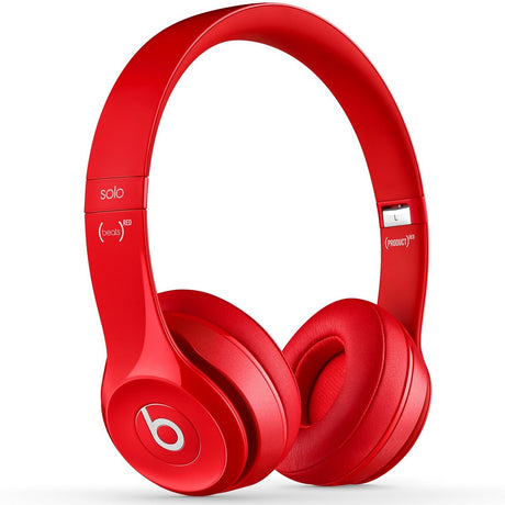 Beats by Dr. Dre Solo 2 on-ear headphones red with RemoteTalk cable B0518 and iconic b logo earcups