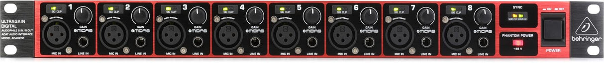 Behringer ADA8200 | 8 In 8 Out ADAT Audio Interface MIDAS Mic Preamplifiers