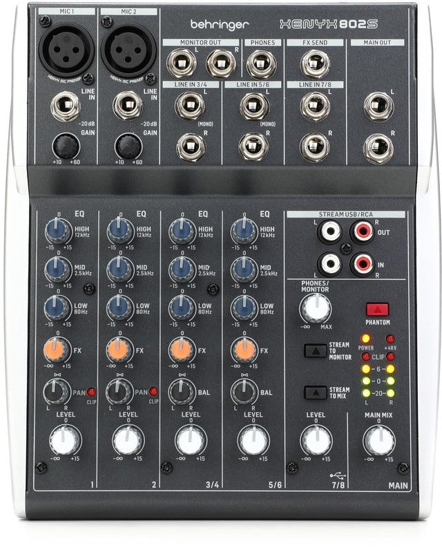 Behringer XENYX 802S 8-Input Analog Mixer with USB Streaming Interface