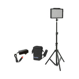 Bescor LED200SB 300W LED Studio Light Light Stand and 12V 3A HP3 Battery with Auto Charger Kit