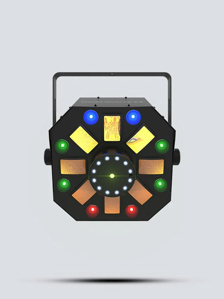 Chauvet DJ Swarm Wash FX ILS 4-In-1 RGBAW/RGB + UV Rotating Derby LED Fixture  with RGBAW derby RGB UV wash red green laser white strobe and DMX control