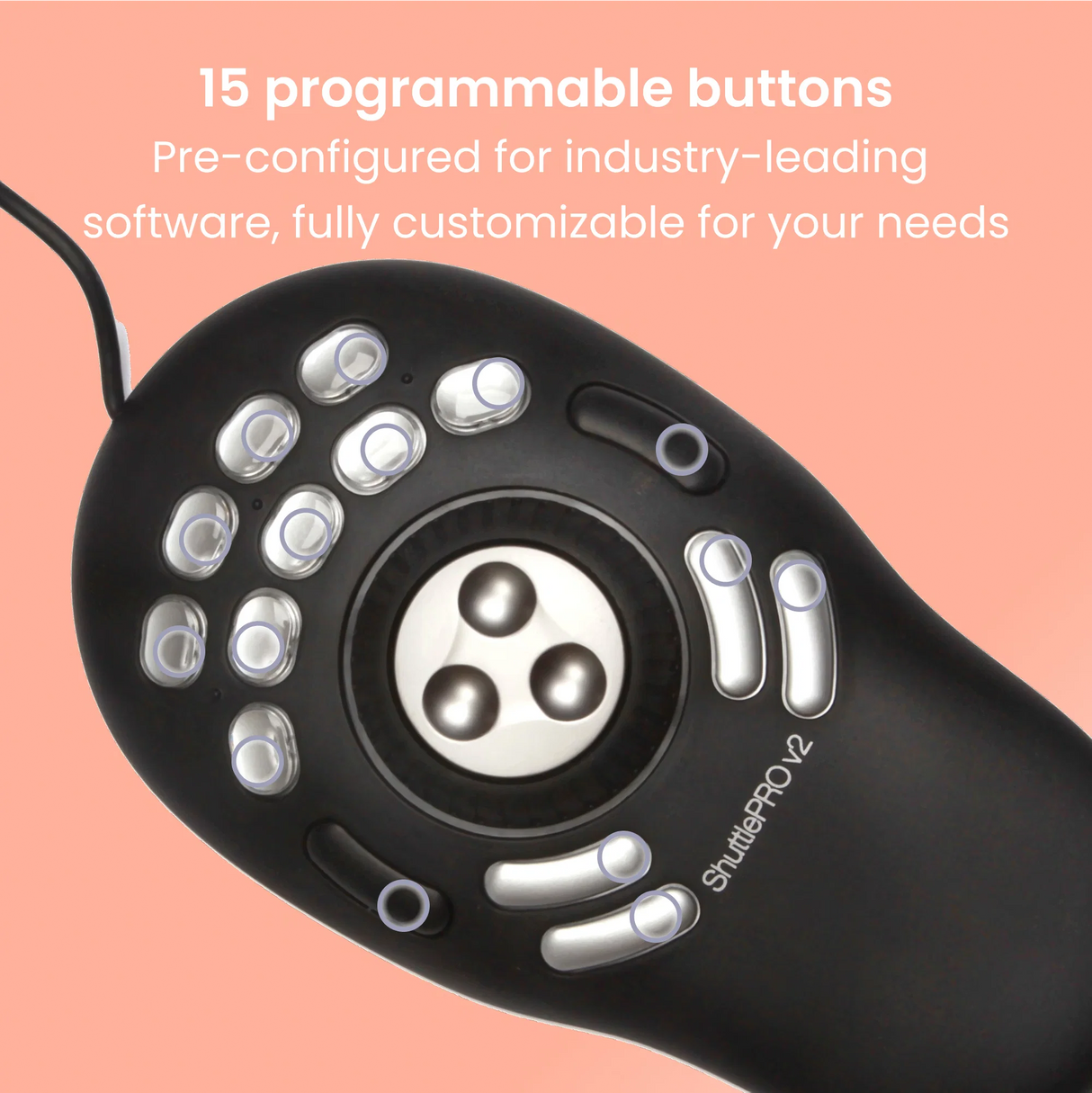 ShuttlePRO v2 video editing jog wheel device front view