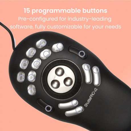 ShuttlePRO v2 video editing jog wheel device front view