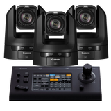 Canon 3x CR-N100 PTZ Cameras (BLACK) and 1x RC-IP100 Controller Bundle