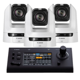 Canon 3x CR-N100 PTZ Cameras (WHITE) and 1x RC-IP100 Controller Bundle