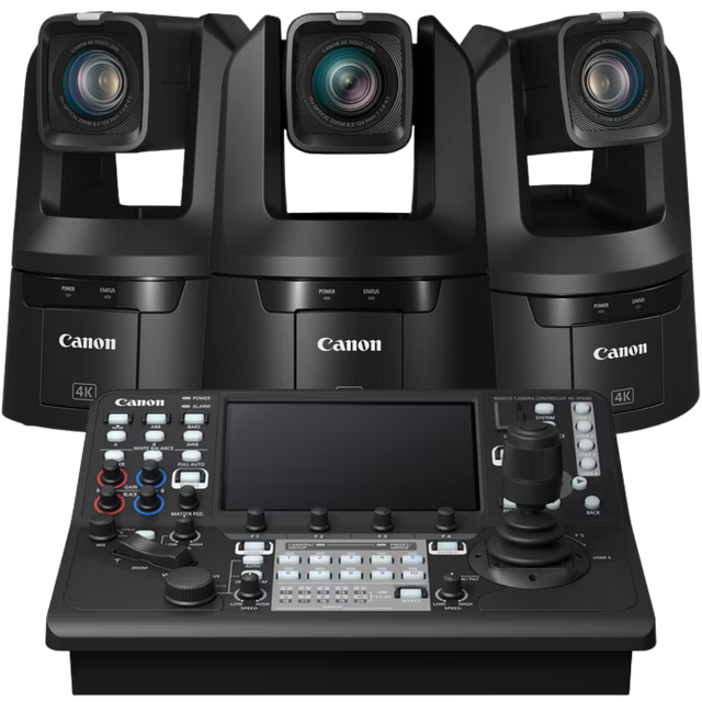 Canon 3x CR-N700 PTZ Cameras with RC-IP1000 Controller Bundle (Black)