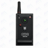 Black electronic device with 'CUE' branding on a white background