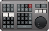 Blackmagic Design DaVinci Resolve Speed Editor top view with jog/shuttle dial and 43 dedicated editing keys