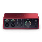 Focusrite Scarlett 4i4 4th Gen USB audio interface with two 69dB preamps, Auto Gain, Clip Safe, Air mode, MIDI, loopback, USB-C, and Hitmaker Expansion software