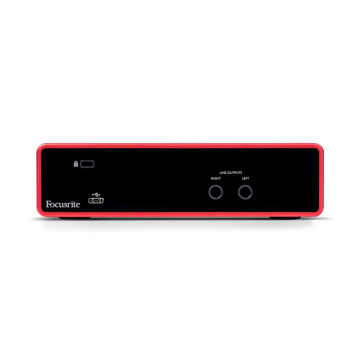 Rear view of Focusrite Scarlett 2i2 3rd Gen USB audio interface with two XLR inputs