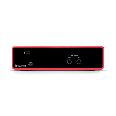 Rear view of Focusrite Scarlett 2i2 3rd Gen USB audio interface with two XLR inputs