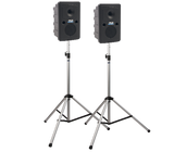 Anchor Audio Go Getter COMP1 PA System with Wireless Mic and 2 Stands - Go Getter 2 speaker pair mounted on two tripod stands