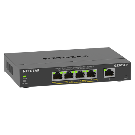 NETGEAR 5-Port Gigabit Ethernet Plus PoE Switch (63W) 300 Series SOHO Plus (GS305EP)