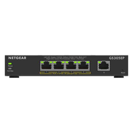 NETGEAR 5-Port Gigabit Ethernet Plus PoE Switch (63W) 300 Series SOHO Plus (GS305EP)