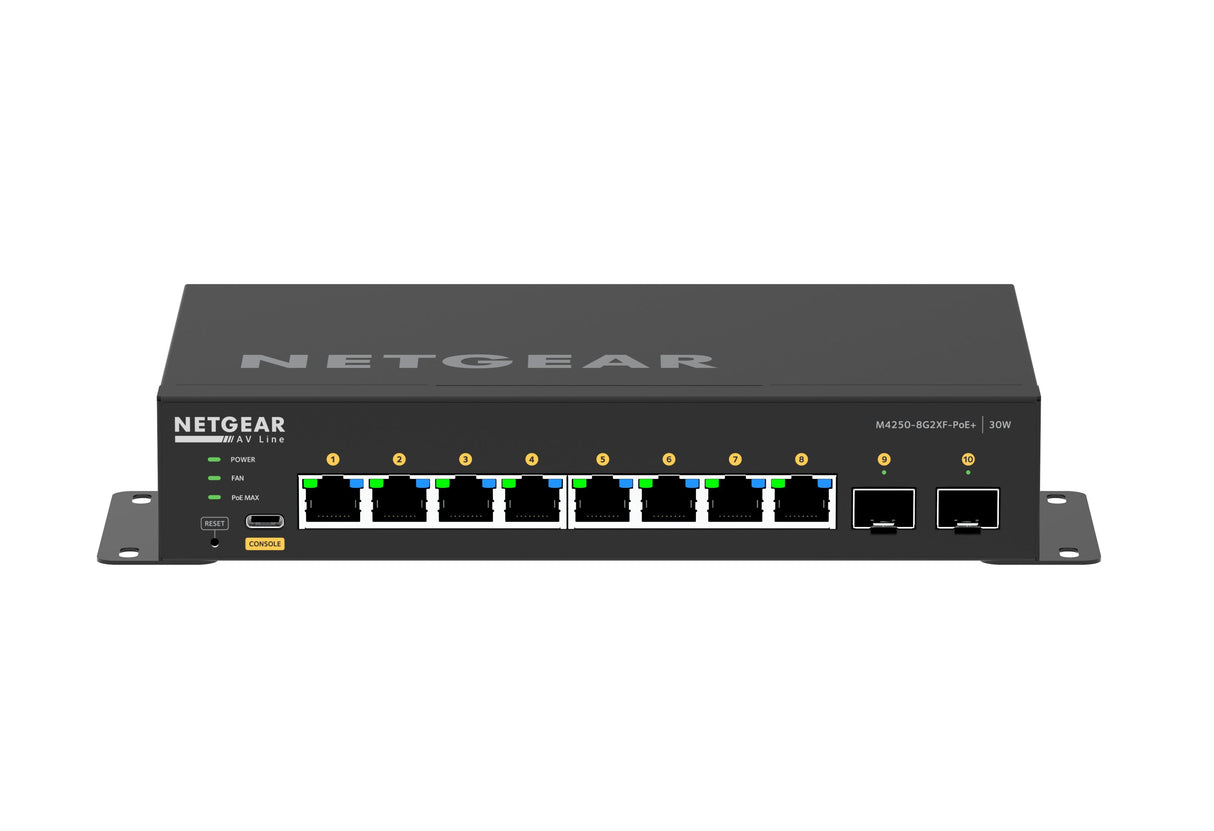 NETGEAR AV M4250-8G2XF-POE+ Desktop, 10 ports, 220W TPD