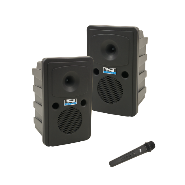 Anchor Audio Go Getter COMP1 PA System with Wireless Mic and 2 Stands - two Go Getter 2 speakers with wireless handheld microphone