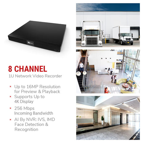 IC Realtime NVR-FX08POE 8 channel 16MP network video recorder with PoE ports