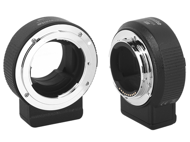 Commlite CM-ENF-E1-PRO electronic lens adapter, Nikon F-mount lens to Sony E-mount camera, with autofocus, electronic aperture control, EXIF data transmission, 0.71x focal reducer, and VR stabilization support