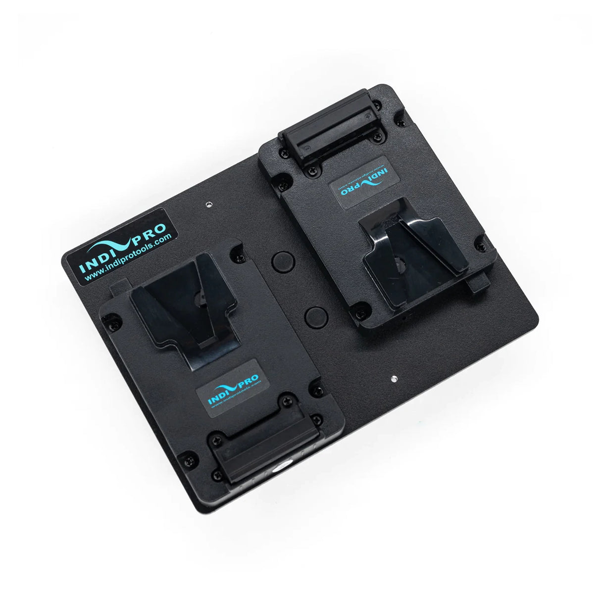 IndiPRO DVMP2VM Dual V-Mount Adapter Plates with D-Taps to V-Mount Lock Plate, Hot Swappable