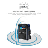 ION Audio Explorer XL All-Weather Proof w/Premium 5-Speaker Sound high power portable outdoor sound Bluetooth party speaker - ION 5 XL 220 watt speaker system