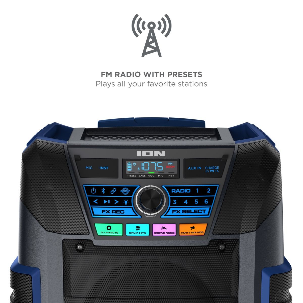 ION Audio Explorer XL All-Weather Proof w/Premium 5-Speaker Sound high power portable outdoor sound Bluetooth party speaker
