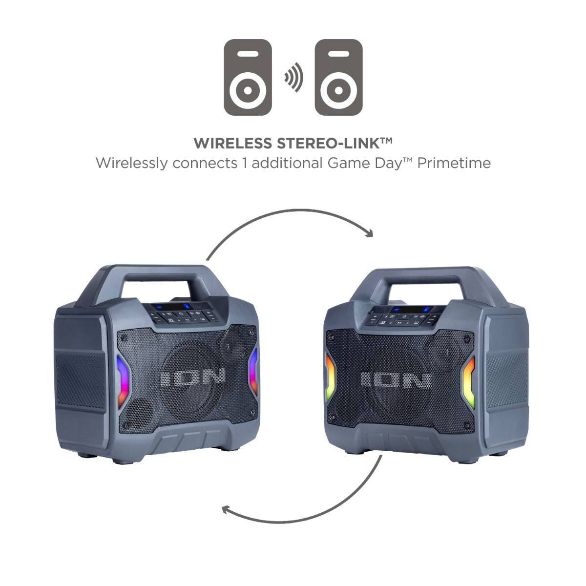 ION Audio Game Day Primetime Light-Up Speaker portable party speaker with lighting effects for events with Bluetooth 5.0