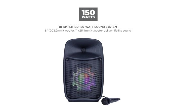 ION Audio Pro Glow Express Bluetooth Light-Up Speaker with LED lighting effects wireless audio