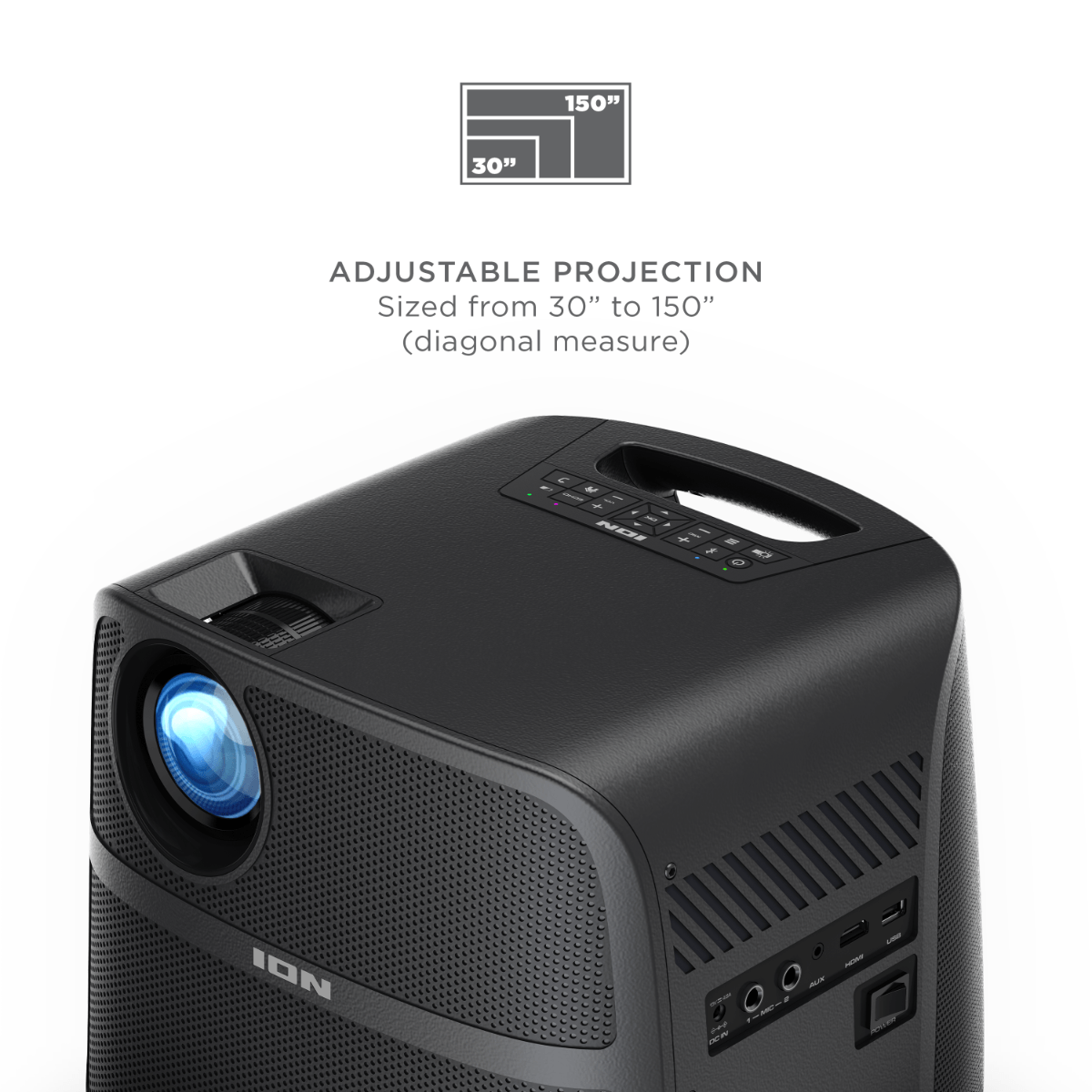ION Audio Projector Deluxe HD Battery/AC Powered 720P HD LED home entertainment Bluetooth Projector