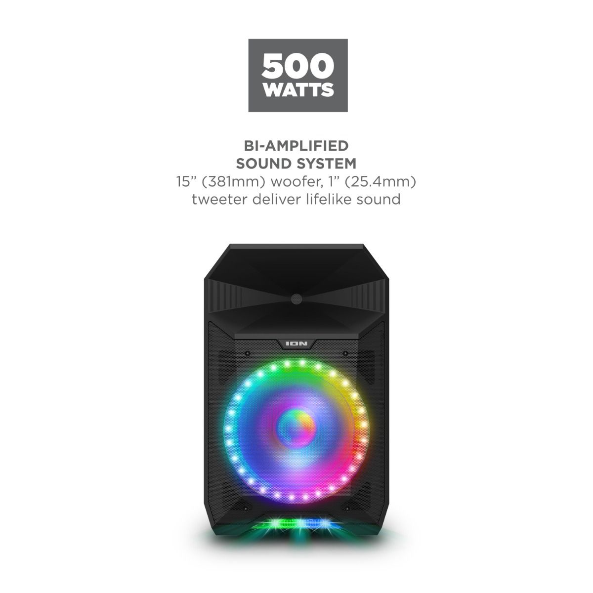 ION Audio Total PA Live High Power Bluetooth Light-Up portable party event Speaker