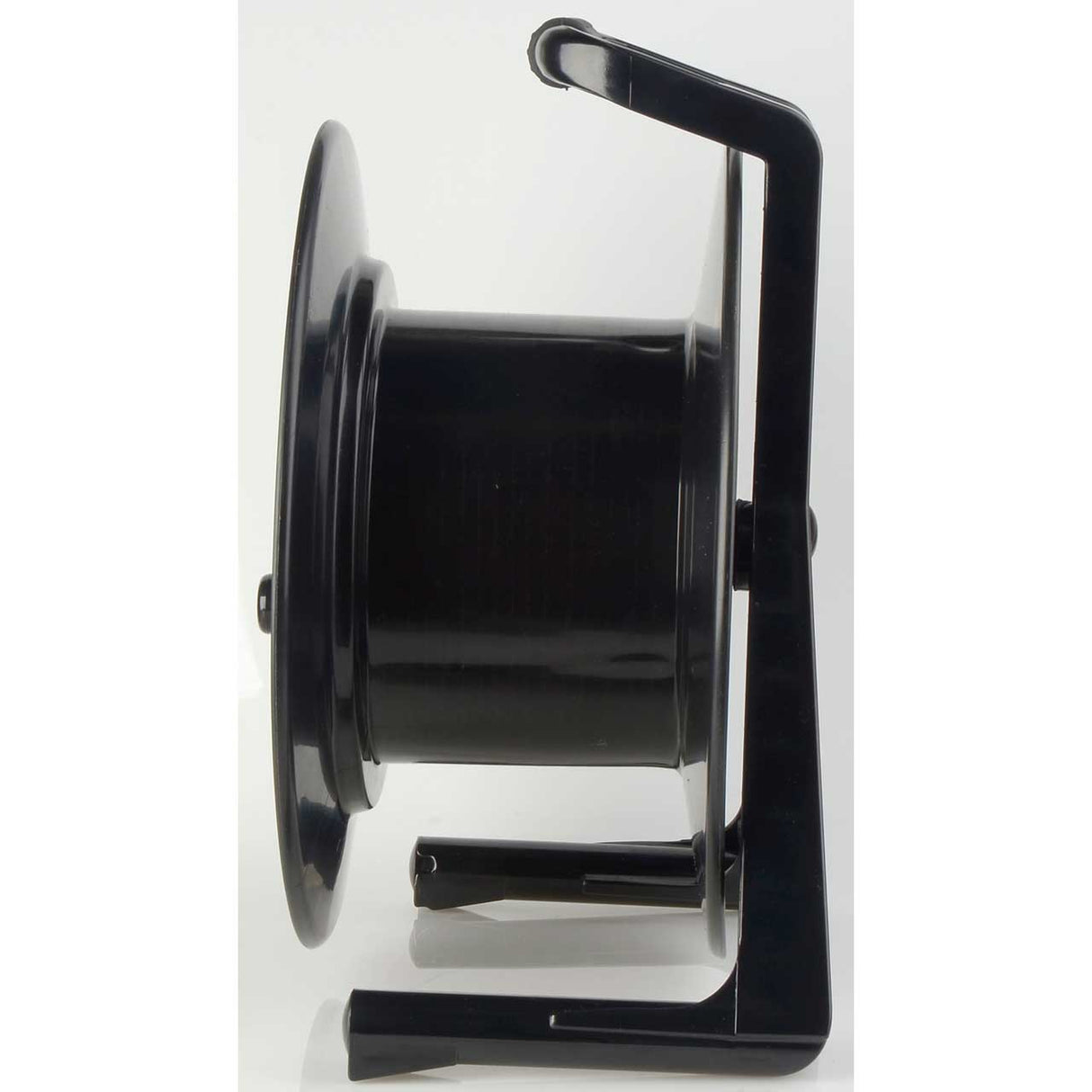 JackReel F4 high performance fiber optic ready cable reel with critical bend radius hub rear thumb-wheel lock and cushion grip handle
