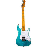 JET Guitars JS-450 OBL HSS Basswood Body Electric Guitar with Flamed Top, Roasted Maple Neck